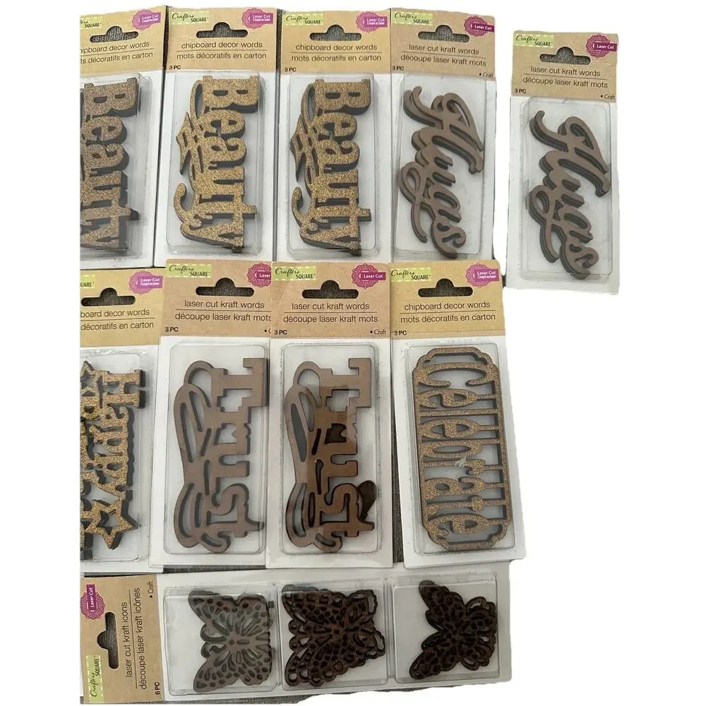 Crafters Square Laser Cut Kraft Icons Lot 17 Sets of 3 Scrapbooking 51 Pc Mixed